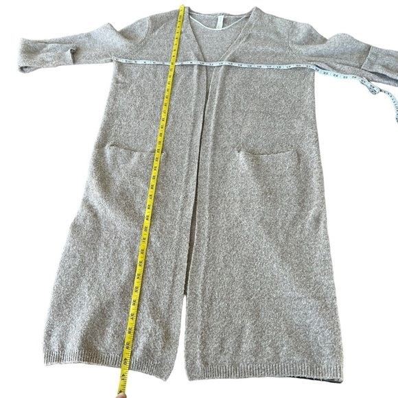 Nap Loungewear Relaxed Fit Long Cardigan Beige Open Front Pockets Cozy Warm Smll - Picture 10 of 15